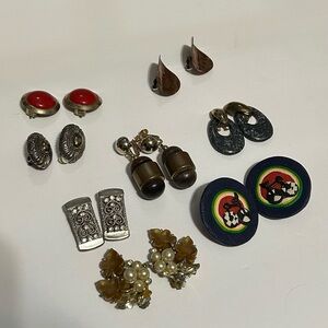 Assorted Lot of 8 Vintage Clip On Earrings